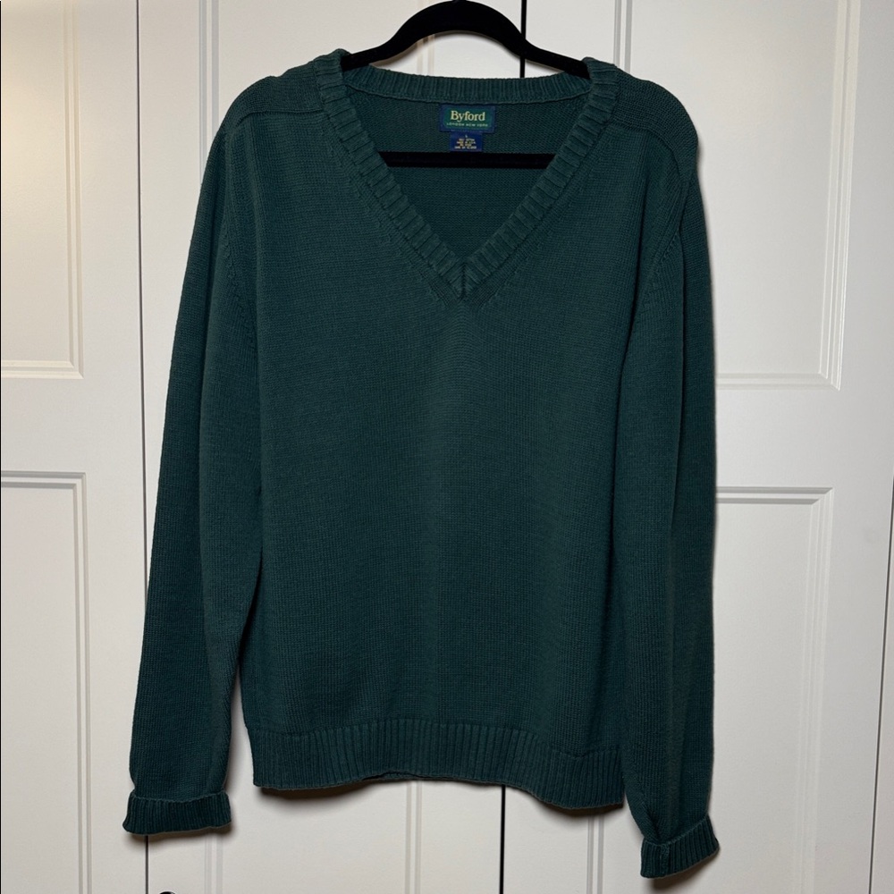 Byford Men's Green Deep V-Neck Sweater